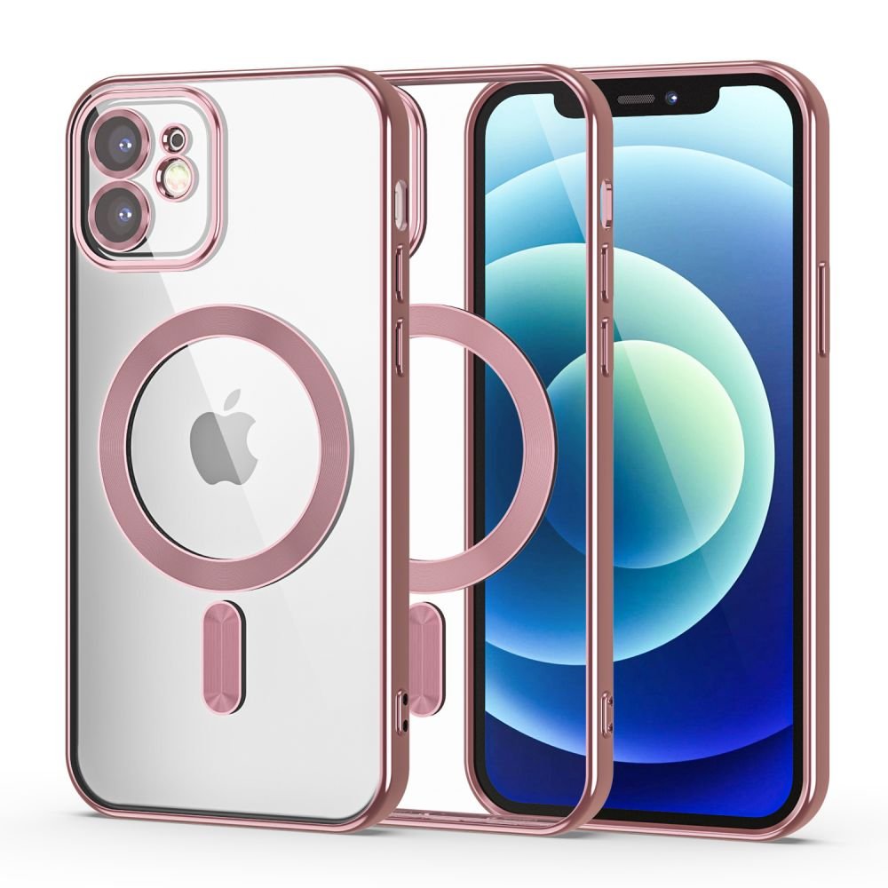 Tech - Protect iPhone 12 Magshine Θήκη Σιλικόνης TPU με Magsafe - Διάφανη / Rose Gold