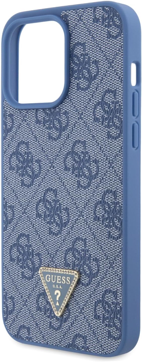 Guess iPhone 15 Pro Max - Crossbody 4G Metal Logo Θήκη με Επένδυση Συνθετικού Δέρματος και Λουράκι - Blue - GUHCP15XP4TDSCPB