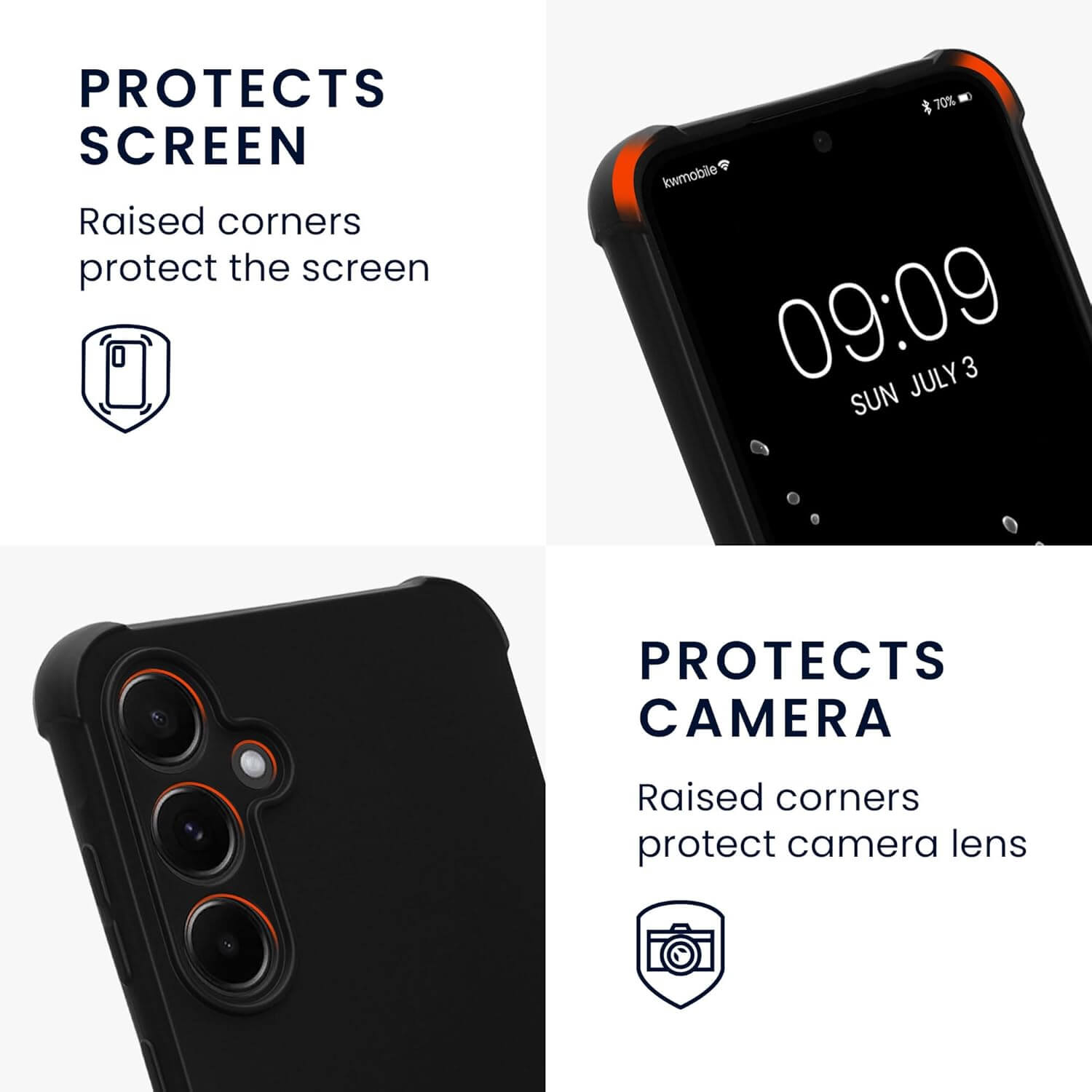 KW Samsung Galaxy A55 5G Θήκη Σιλικόνης TPU με Λουράκι - Black