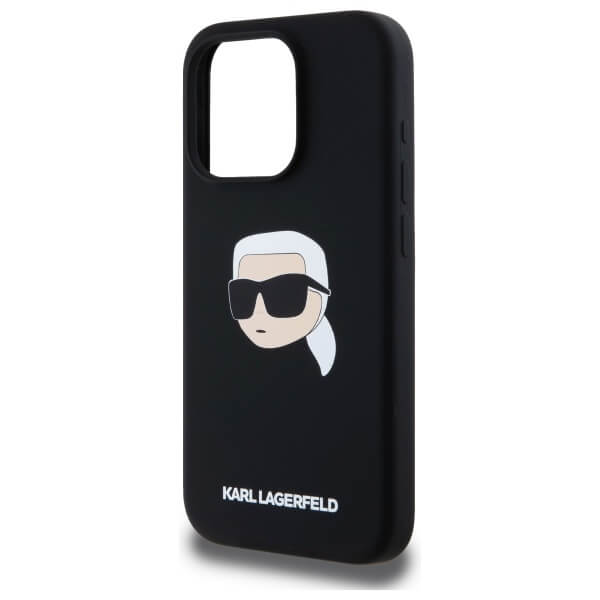 Karl Lagerfeld iPhone 15 Pro - Silicone Karl Head Print - Θήκη Σιλικόνης με MagSafe - Black - KLHMP15LSKHPPLK