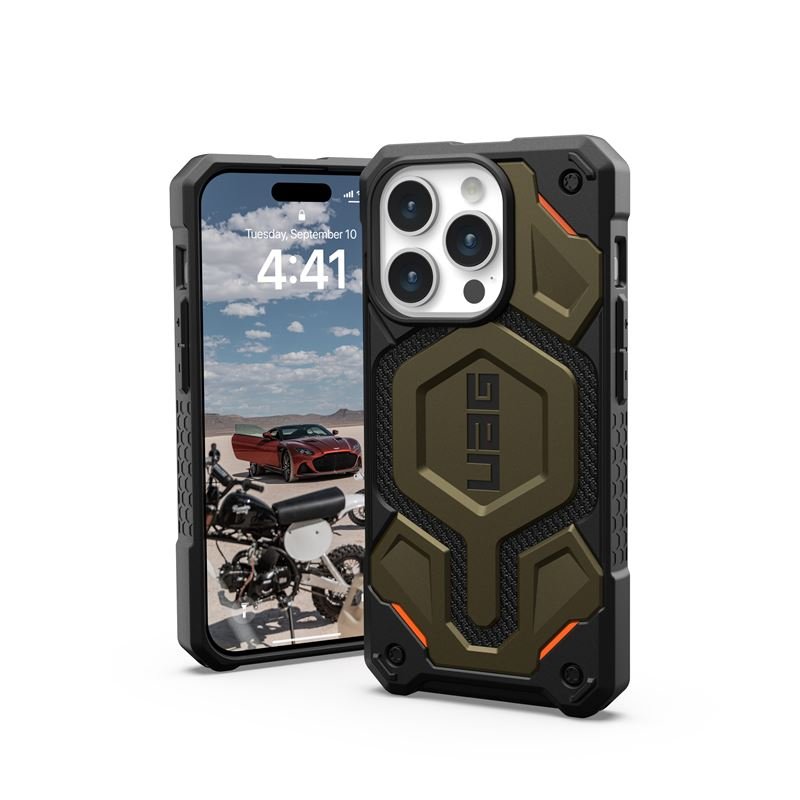 UAG iPhone 15 Pro Monarch Pro Kevlar Series Σκληρή Θήκη με MagSafe - Kevlar Element Green