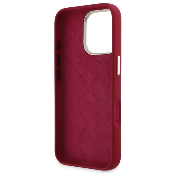 Guess iPhone 16 Pro - Silicone Script Metal Logo and Frame - Σκληρή Θήκη με Πλαίσιο Σιλικόνης - Magenta - GUHCP16LSMBSLM
