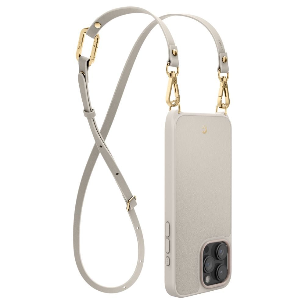 Spigen Cyrill iPhone 15 Pro Max Classic Charm Mag Σκληρή Θήκη MagSafe με Πλαίσιο Σιλικόνης και Λουράκι - Cream