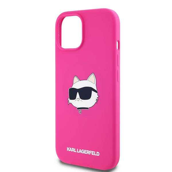 Karl Lagerfeld iPhone 14 Plus / 15 Plus - Silicone Choupette Head Print - MagSafe Θήκη Σιλικόνης - Fuschia - KLHMP15MSCHPPLF