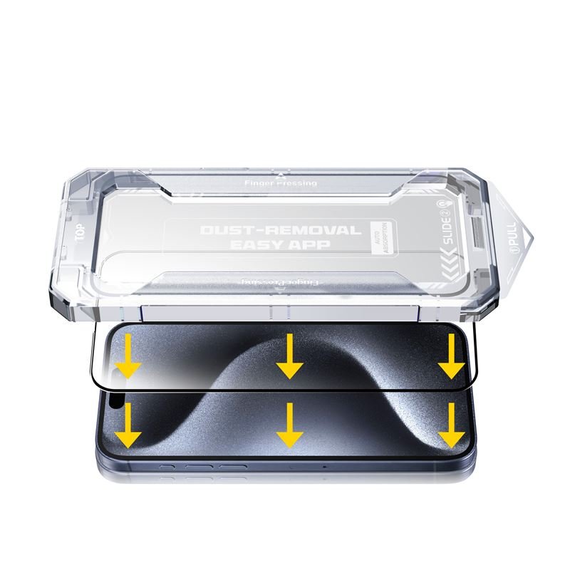 Mobile Origin iPhone 16 Yellow Screen Guard 9H Full Screen Αντιχαρακτικό Γυαλί Οθόνης με Πλαίσιο Τοποθέτησης - Black