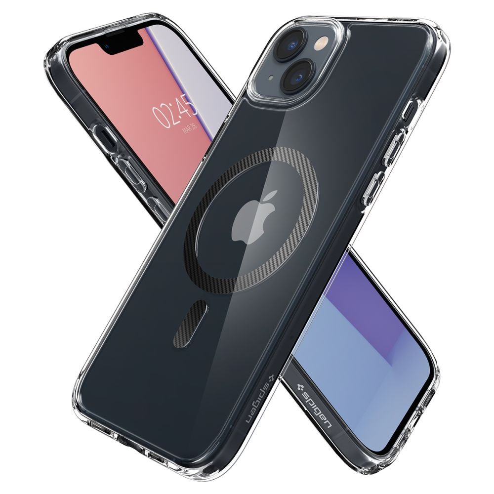 Spigen iPhone 14 Plus / iPhone 15 Plus Ultra Hybrid Mag Σκληρή Θήκη με Πλαίσιο Σιλικόνης Και MagSafe - Carbon Fiber / Διάφανη