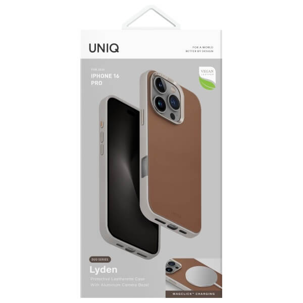 Uniq iPhone 16 Pro - Lyden DS - Σκληρή Θήκη με Επένδυση Συνθετικού Δέρματος και MagSafe - Carmel / Ivory