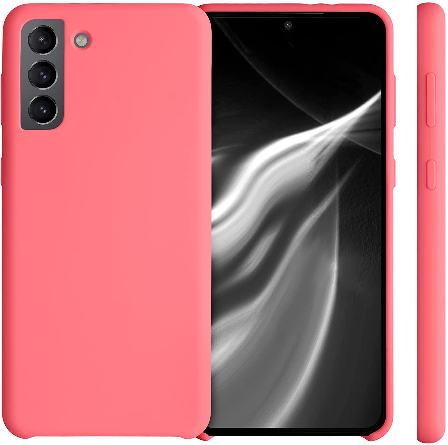 KW Samsung Galaxy S21 Plus Θήκη Σιλικόνης Rubber TPU - Neon Coral - 54066.103