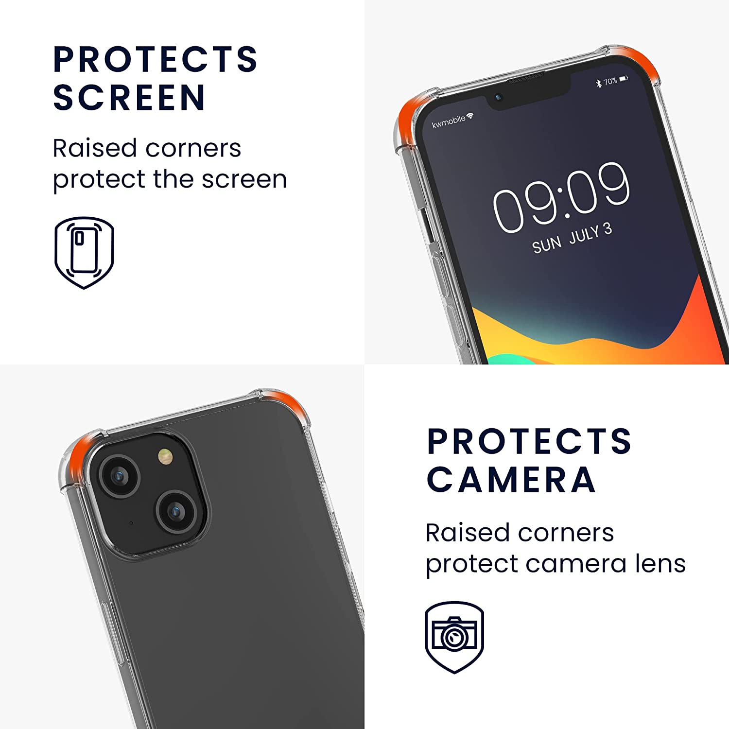 KW iPhone 14 Θήκη Σιλικόνης TPU με Λουράκι - Διάφανη / Grey - 59108.22