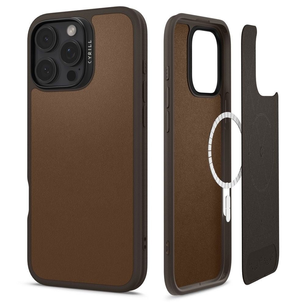 Spigen Cyrill iPhone 16 Pro Max Kajuk Mag Θήκη με Επένδυση Συνθετικού Δέρματος και MagSafe - Saddle Brown