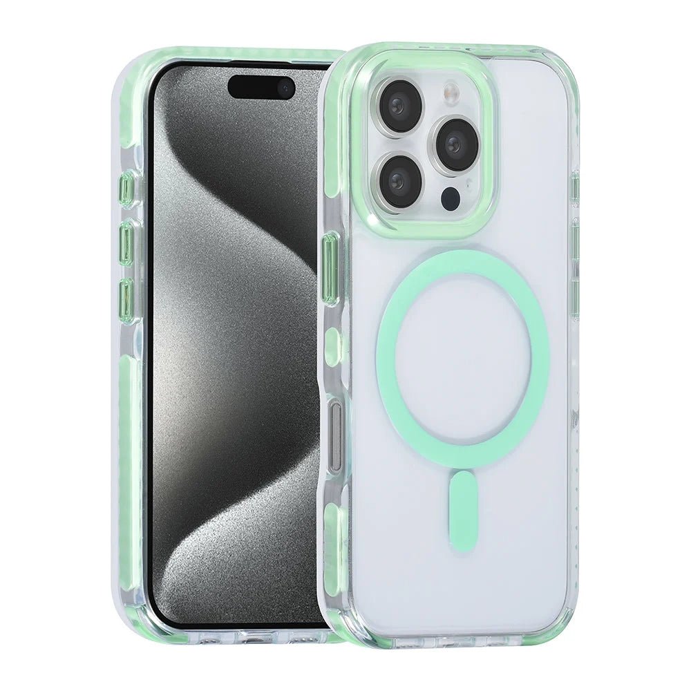 Tuniq iPhone 16 Pro - MagSafe Σκληρή Θήκη με Πλαίσιο Σιλικόνης και Λουράκι - Διάφανη / Green
