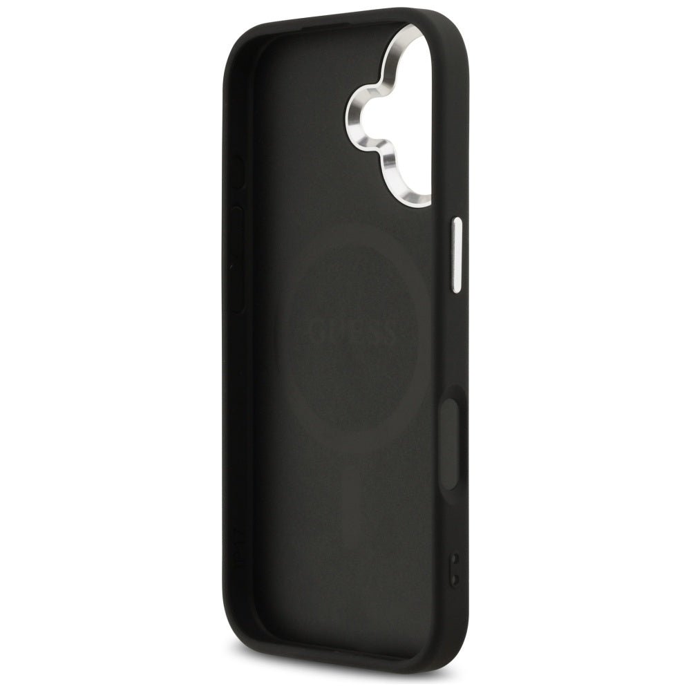 Guess iPhone 17 - 4G Classic Logo MagSafe - Σκληρή Θήκη με Πλαίσιο Σιλικόνης και Επένδυση Οικολογικού Δέρματος - Black - GUHMP17SP4GSSMCK