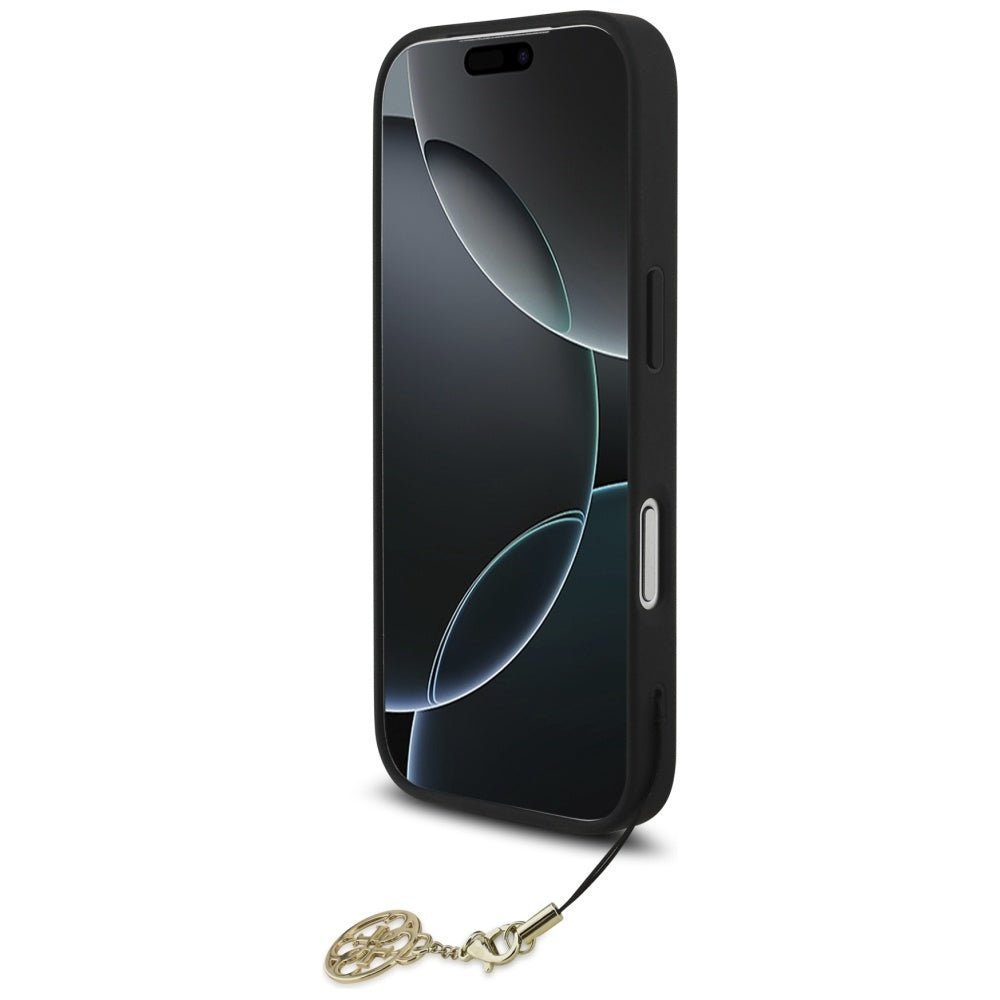 Guess iPhone 17 Pro - 4G Charms Collection MagSafe - Θήκη με Επένδυση Συνθετικού Δέρματος - Black - GUHMP17LGF4GCK