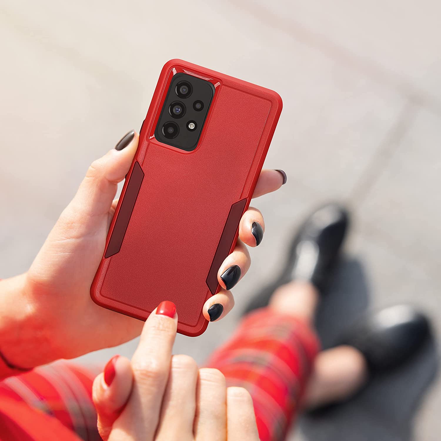 KW Samsung Galaxy A53 5G Shockproof Hybrid Σκληρή Θήκη με Πλαίσιο Σιλικόνης TPU - Dark Red - 59373.09