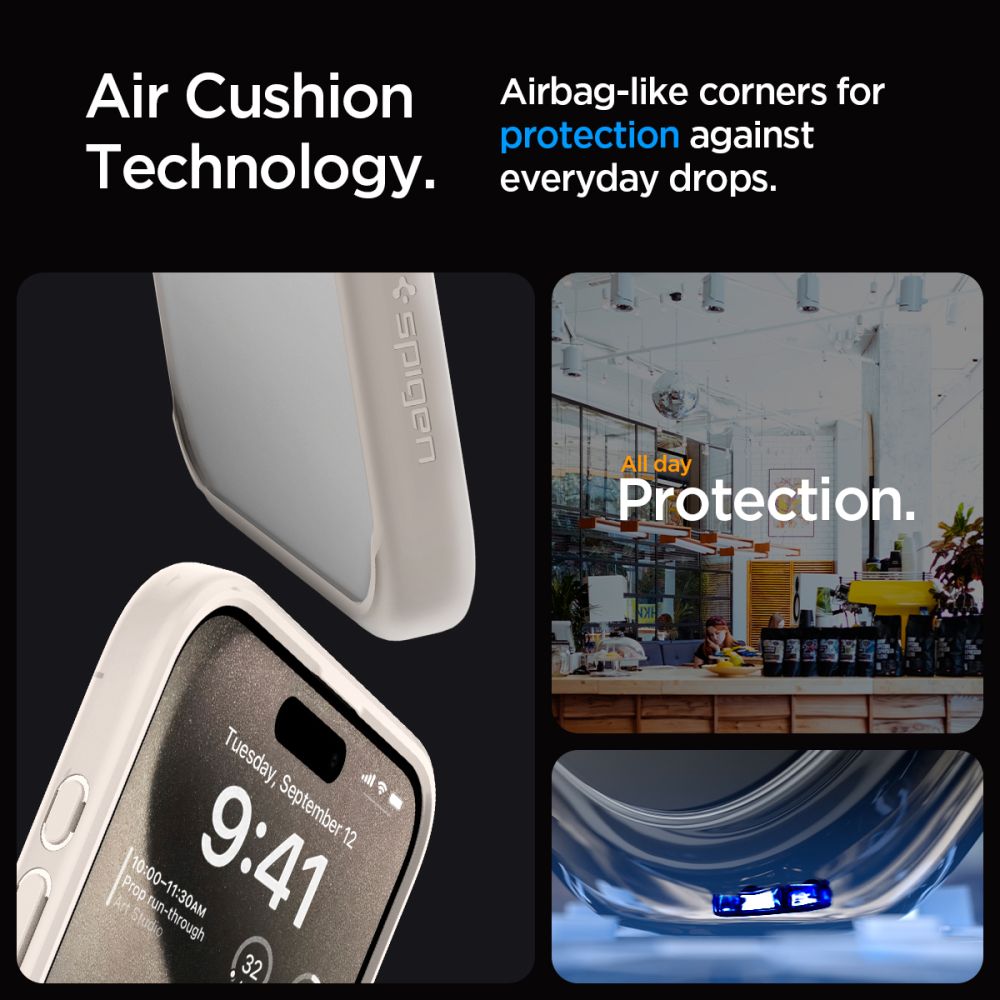 Spigen iPhone 15 Pro Ultra Hybrid Σκληρή Θήκη με Πλαίσιο Σιλικόνης - Natural Titanium