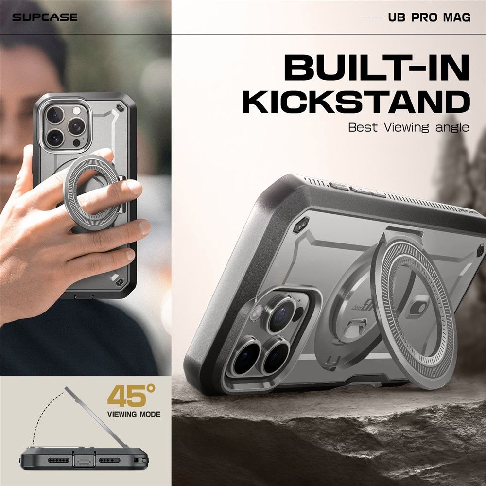 Supcase iPhone 16 Pro Max - UB Pro Mag Σκληρή Θήκη με Προστασία Οθόνης και Stand με MagSafe - Titan Grey