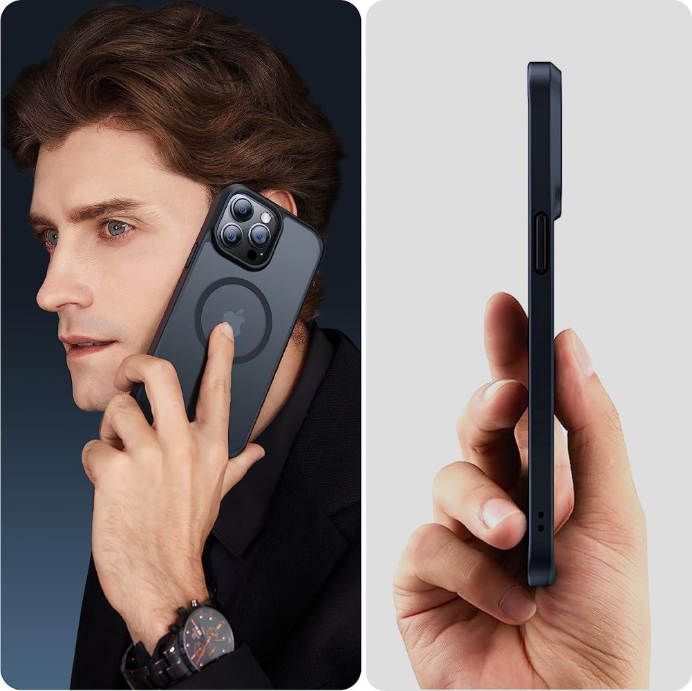 Tech - Protect iPhone 15 Pro Max MagMat Σκληρή Θήκη με Πλαίσιο Σιλικόνης και MagSafe - Matte Black / Ημιδιάφανη