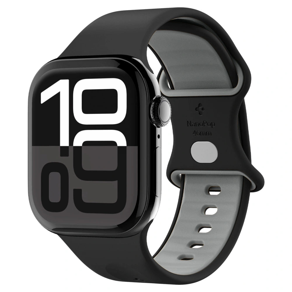 Spigen Λουράκι Apple Watch 8/9/10/11 - SE (1/2/3) - Ultra (1/2/3) – 44/45/46/49mm Nano Pop Σιλικόνης - Black Sesame