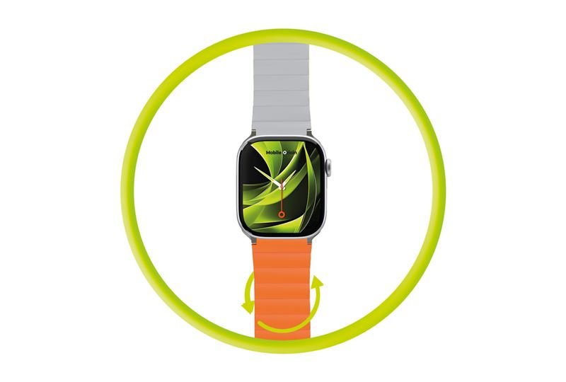 Mobile Origin Λουράκι Apple Watch 4/5/6/7/8/9/10/11 - SE (1/2/3) - Ultra (1/2/3) - 42/44/45/49mm Strap II Σιλικόνης - Orange / Grey