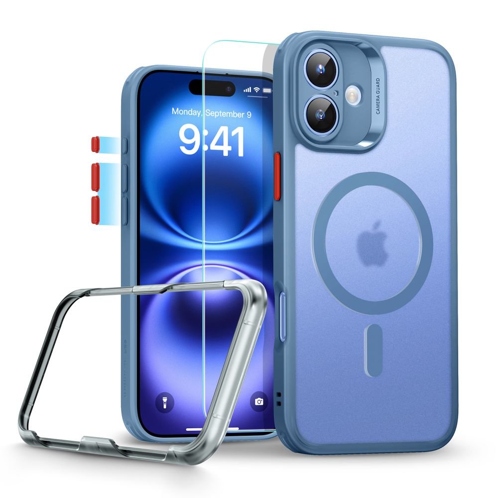 ESR iPhone 16 - Classic Pro Halolock - Σετ με 1 Αντιχαρακτικό Γυαλί Οθόνης και Θήκη MagSafe - Frosted Blue