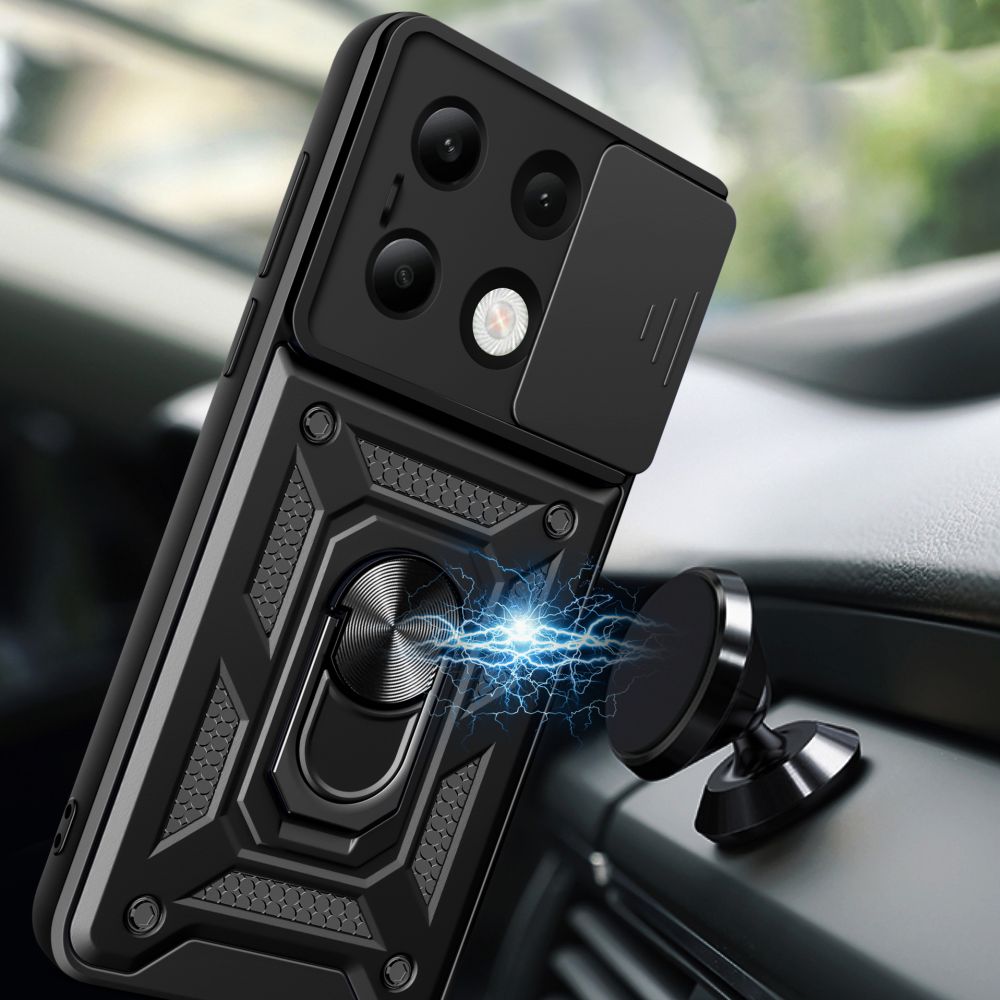 Tech - Protect Xiaomi Redmi Note 13 4G Camshield Pro Σκληρή Θήκη με Πλαίσιο Σιλικόνης και Δαχτυλίδι Συγκράτησης - Black