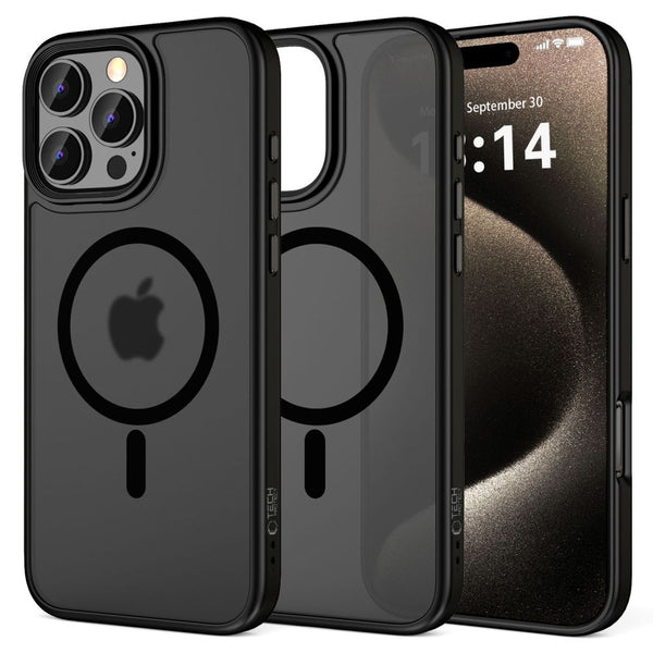Tech - Protect iPhone 16 Pro Max MagMat Σκληρή Θήκη με Πλαίσιο Σιλικόνης και MagSafe - Matte Black / Ημιδιάφανη