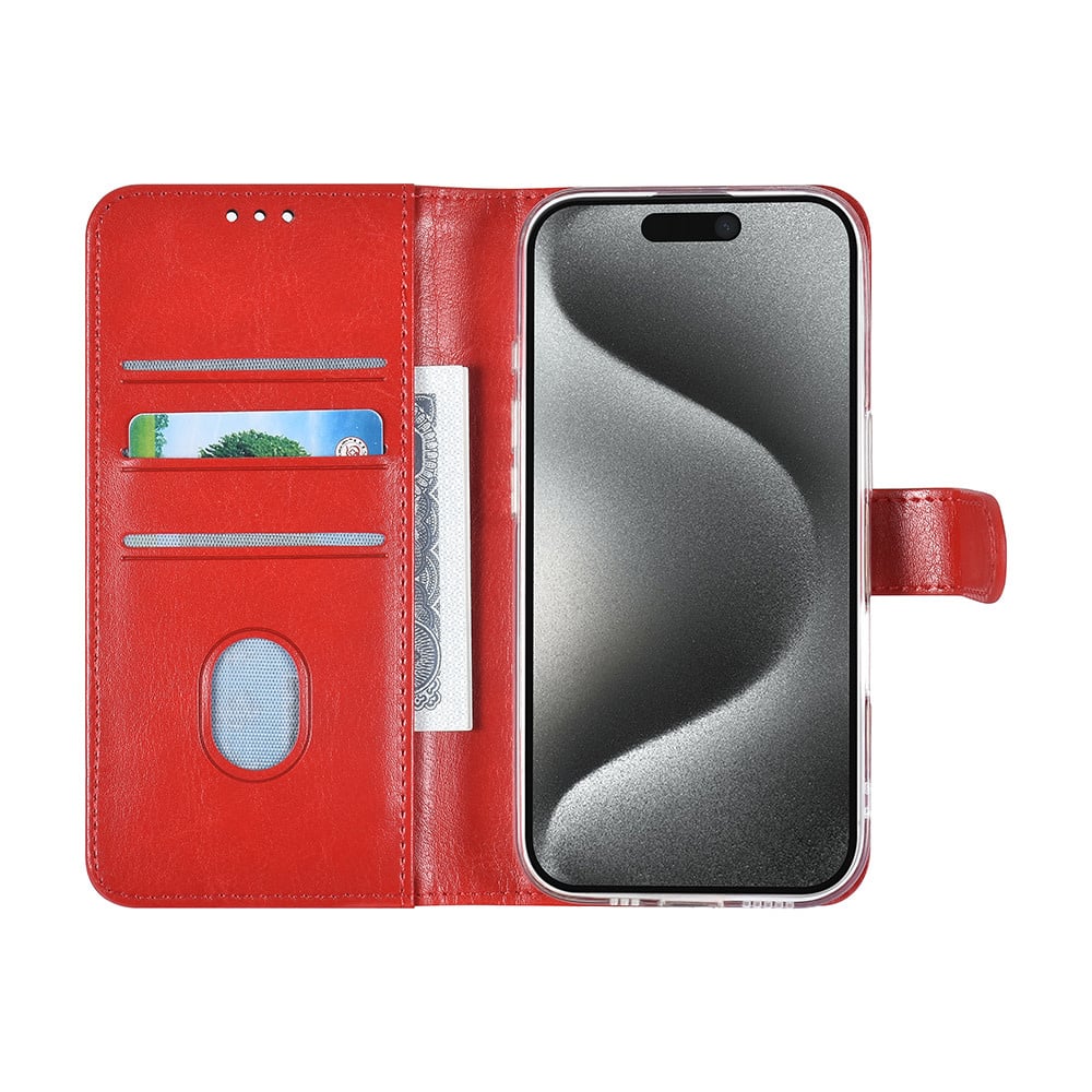Tuniq iPhone 16 Pro - Θήκη Πορτοφόλι Stand από Δερματίνη - Red