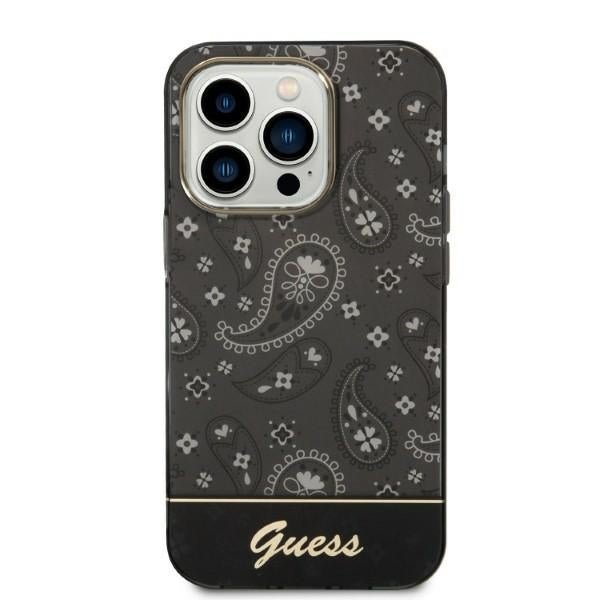 Guess iPhone 14 Pro Max Bandana Paisley Σκληρή Θήκη με Πλαίσιο Σιλικόνης - Black - GUHCP14XHGBNHK