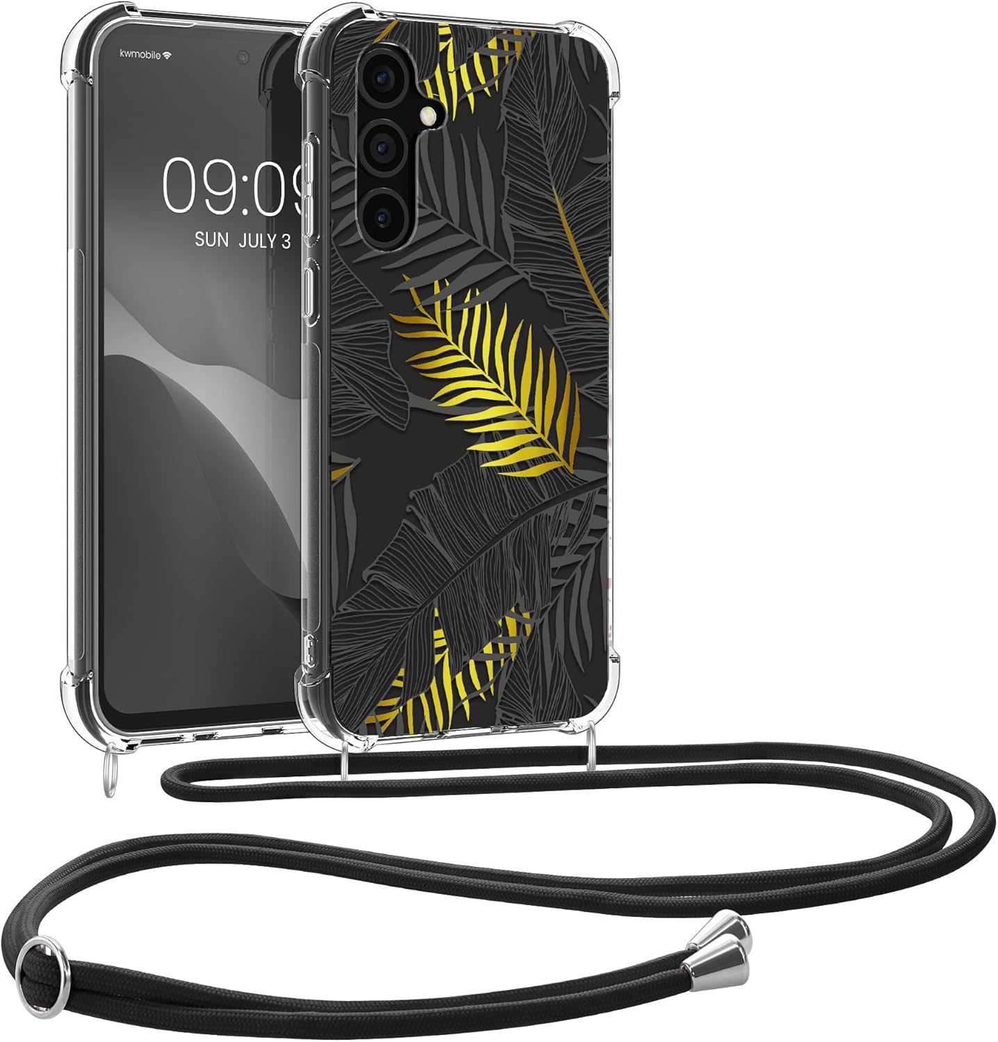 KW Samsung Galaxy S24+ Θήκη Σιλικόνης TPU με Λουράκι - Design Jungle - Yellow / Grey / Διάφανη