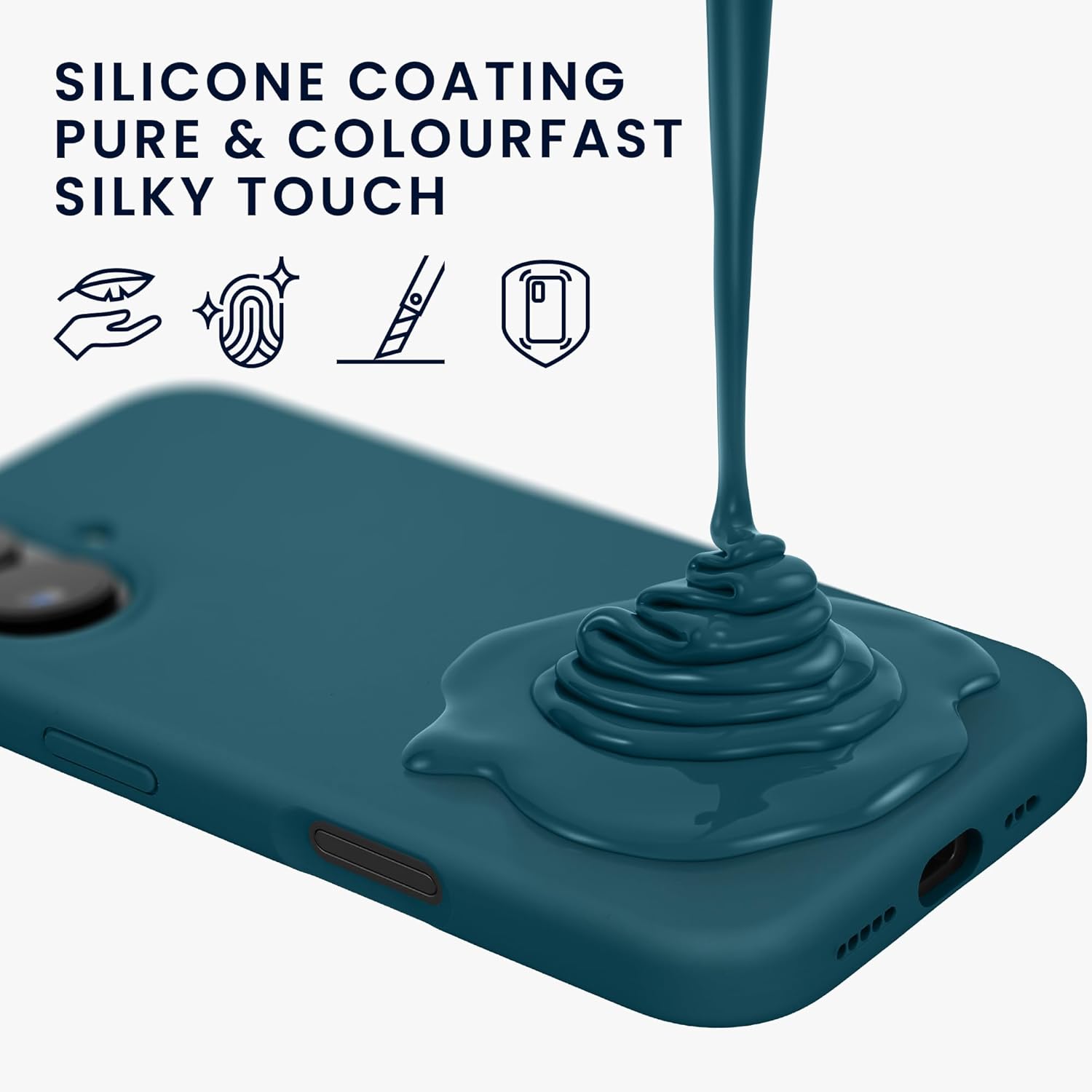 KW iPhone 16 Θήκη Σιλικόνης Rubberized TPU - Petrol Matte