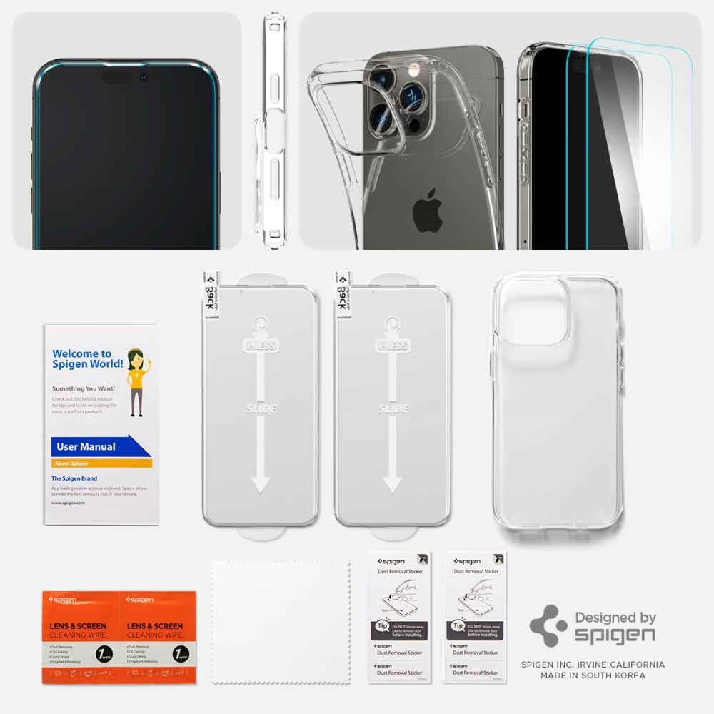 Spigen iPhone 14 Pro Max Crystal Pack Θήκη Σιλικόνης με Προστασία Οθόνης - Crystal Clear