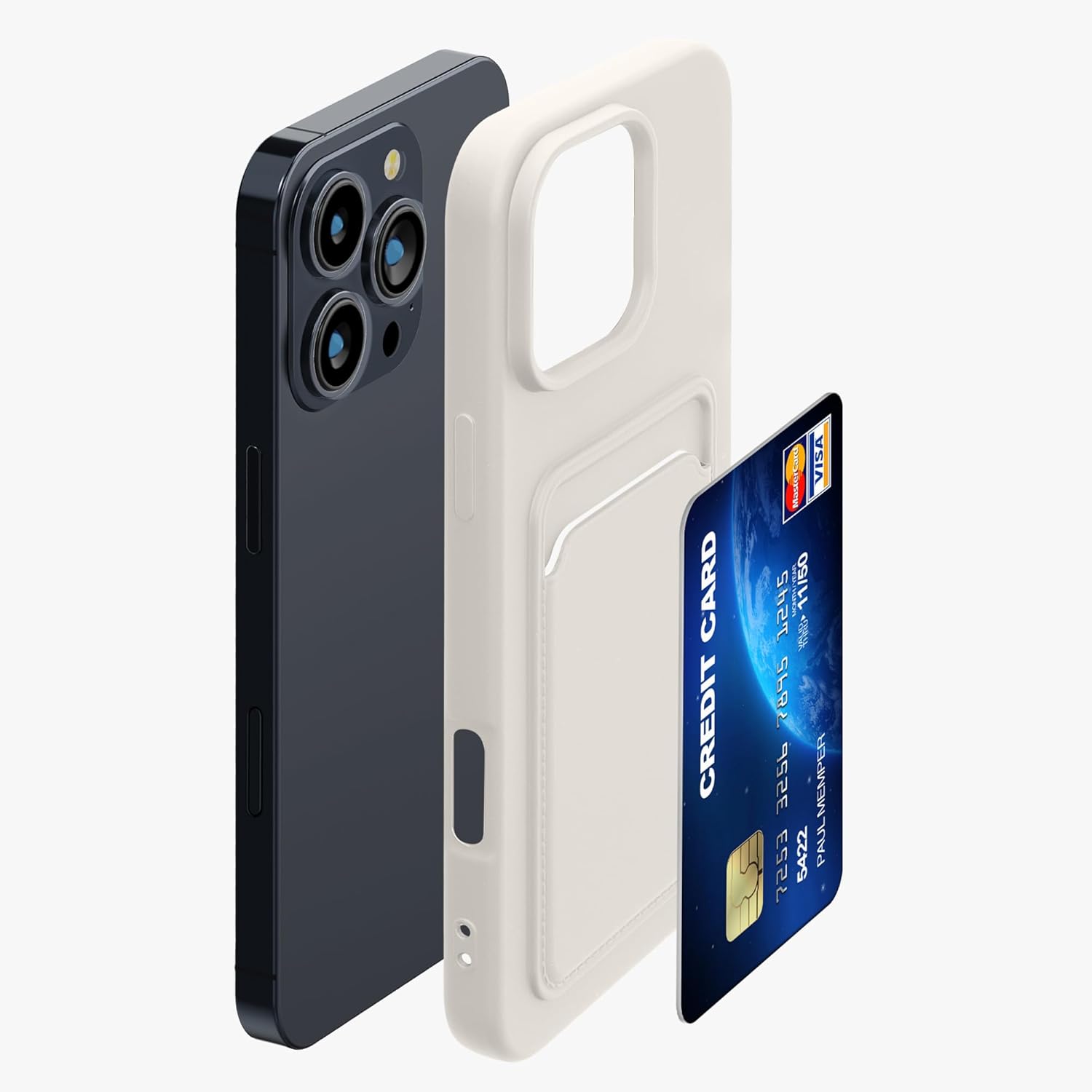KW iPhone 16 Pro Max Θήκη Σιλικόνης TPU με Υποδοχή για Κάρτα - White