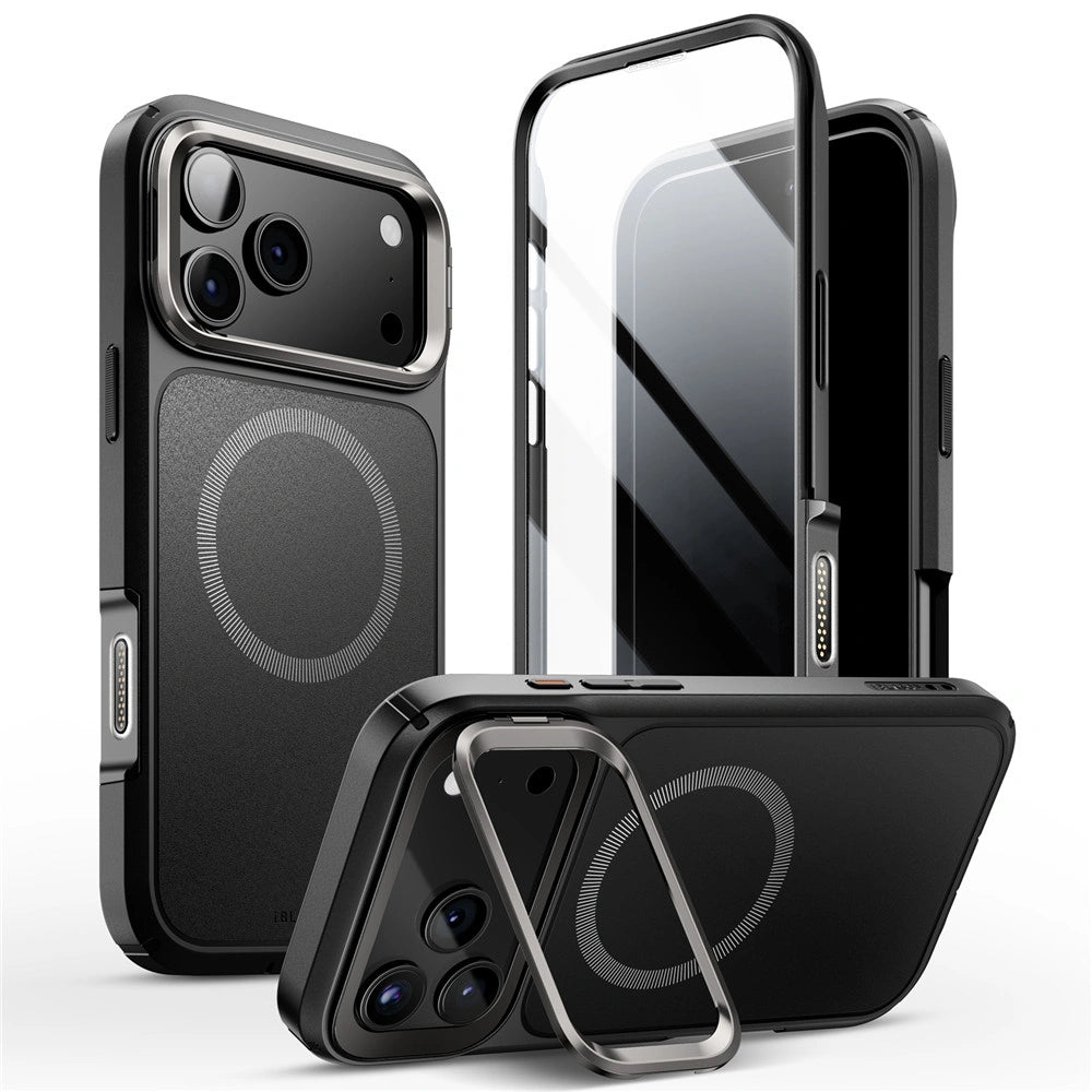 Supcase iPhone 17 Pro Max - IBLSN Ares Flip Mag - MagSafe Σκληρή Θήκη με Πλαίσιο Σιλικόνης και Προστασία Οθόνης και Stand - Black
