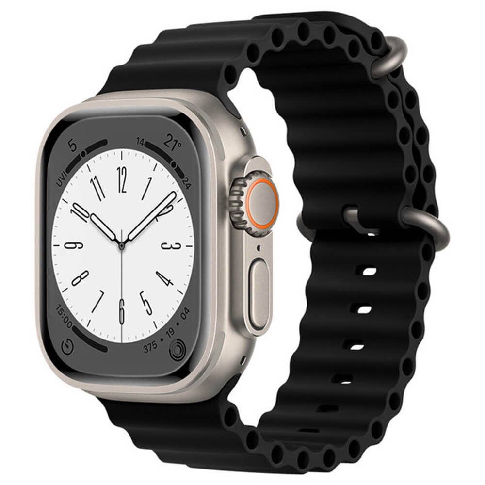 Techsuit Λουράκι Apple Watch 4/5/6/7/8/9/10/11 - SE (1/2/3) - ULTRA (1/2/3) - 44/45/46/49mm Watchband W038 Σιλικόνης - Black