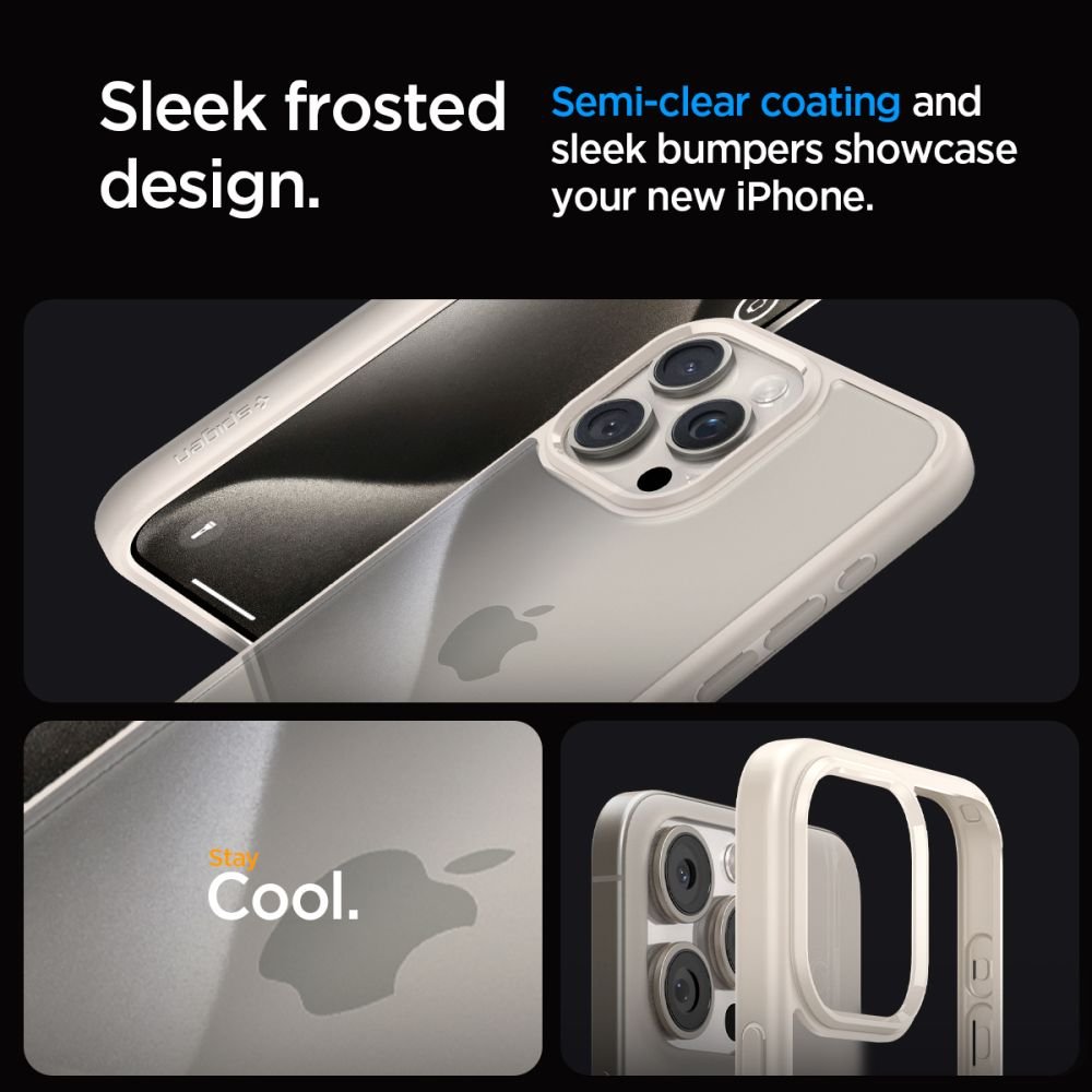 Spigen iPhone 15 Pro Ultra Hybrid Σκληρή Θήκη με Πλαίσιο Σιλικόνης - Natural Titanium