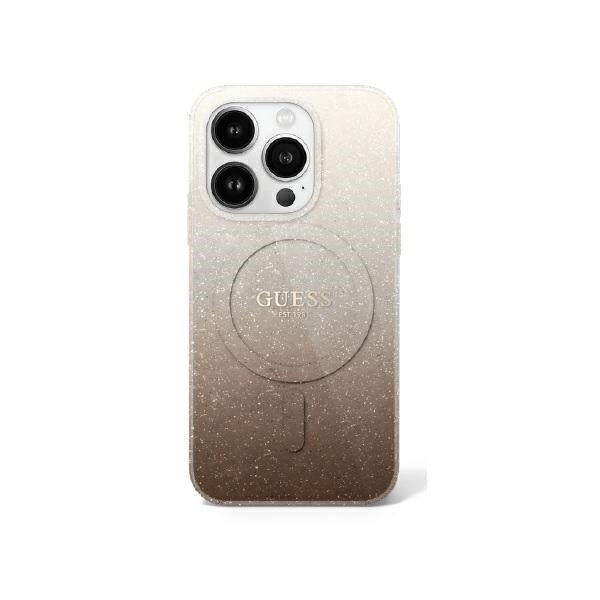 Guess iPhone 16 Pro - IML Glitter Gradient - MagSafe Σκληρή Θήκη με Πλαίσιο Σιλικόνης - Brown - GUHMP16LHGRCELW