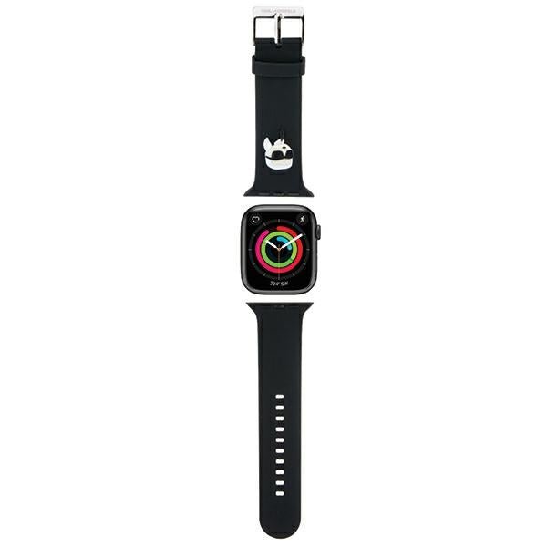 Karl Lagerfeld Λουράκι Apple Watch 2 / 3 / 4 / 5 / 6 / 7 / 8 / 9 / SE / ULTRA 1 / ULTRA 2 - 42 / 44 / 45 / 49 mm 3D Rubber Karl Head Λουράκι Σιλικόνης - Black - KLAWLSLKNK