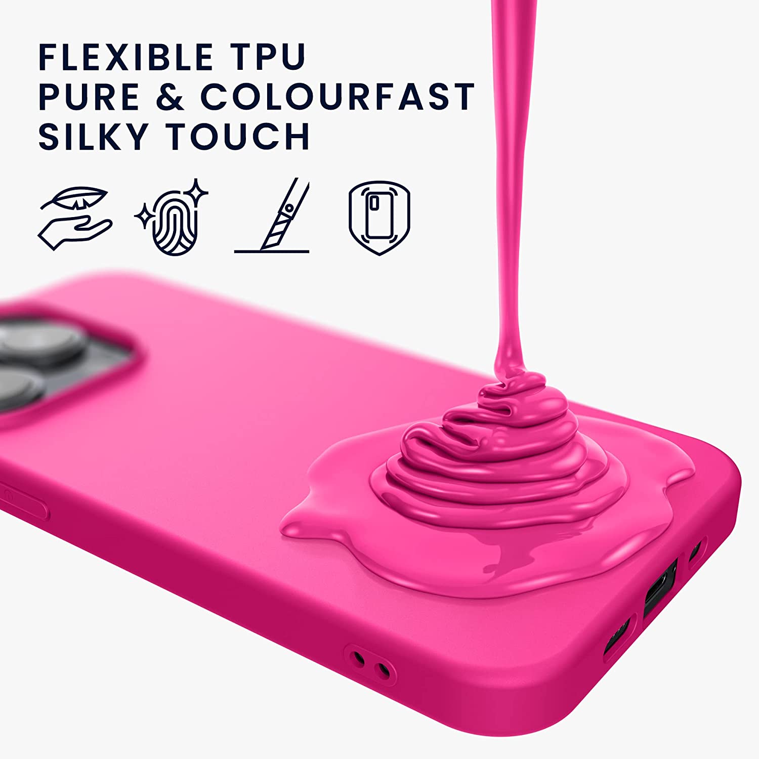 KW iPhone 14 Pro Λεπτή Θήκη Σιλικόνης TPU - Neon Pink - 59077.77