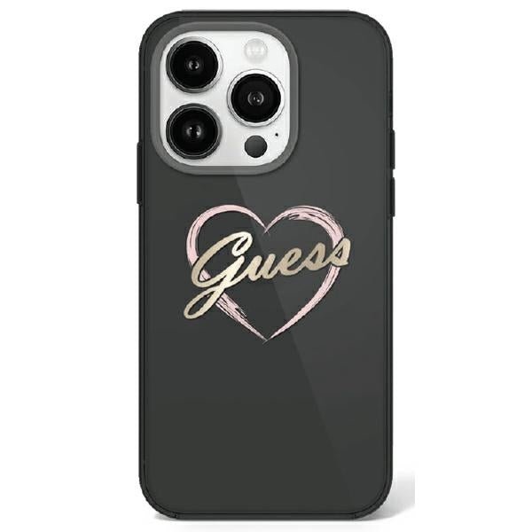 Guess iPhone 16 Pro Max - IML Heart - Σκληρή Θήκη με Πλαίσιο Σιλικόνης - Black - GUHCP16XHCHGSPK