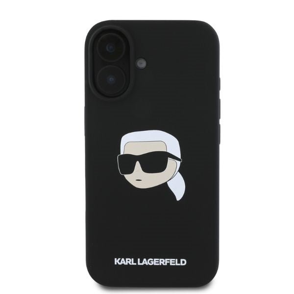 Karl Lagerfeld iPhone 16 - Silicone Karl Head Print - Θήκη Σιλικόνης με MagSafe - Black - KLHMP16SSKHPPLK
