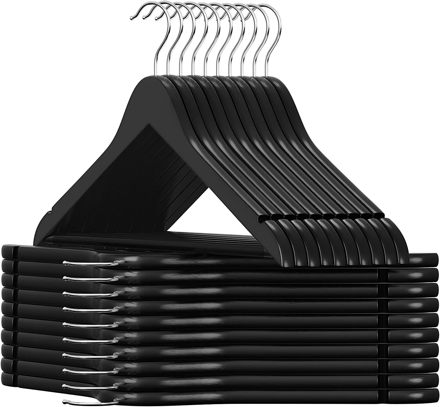 Songmics Σετ με 20 Ξύλινες Κρεμάστρες Ρούχων - Black - CRW02B - 20