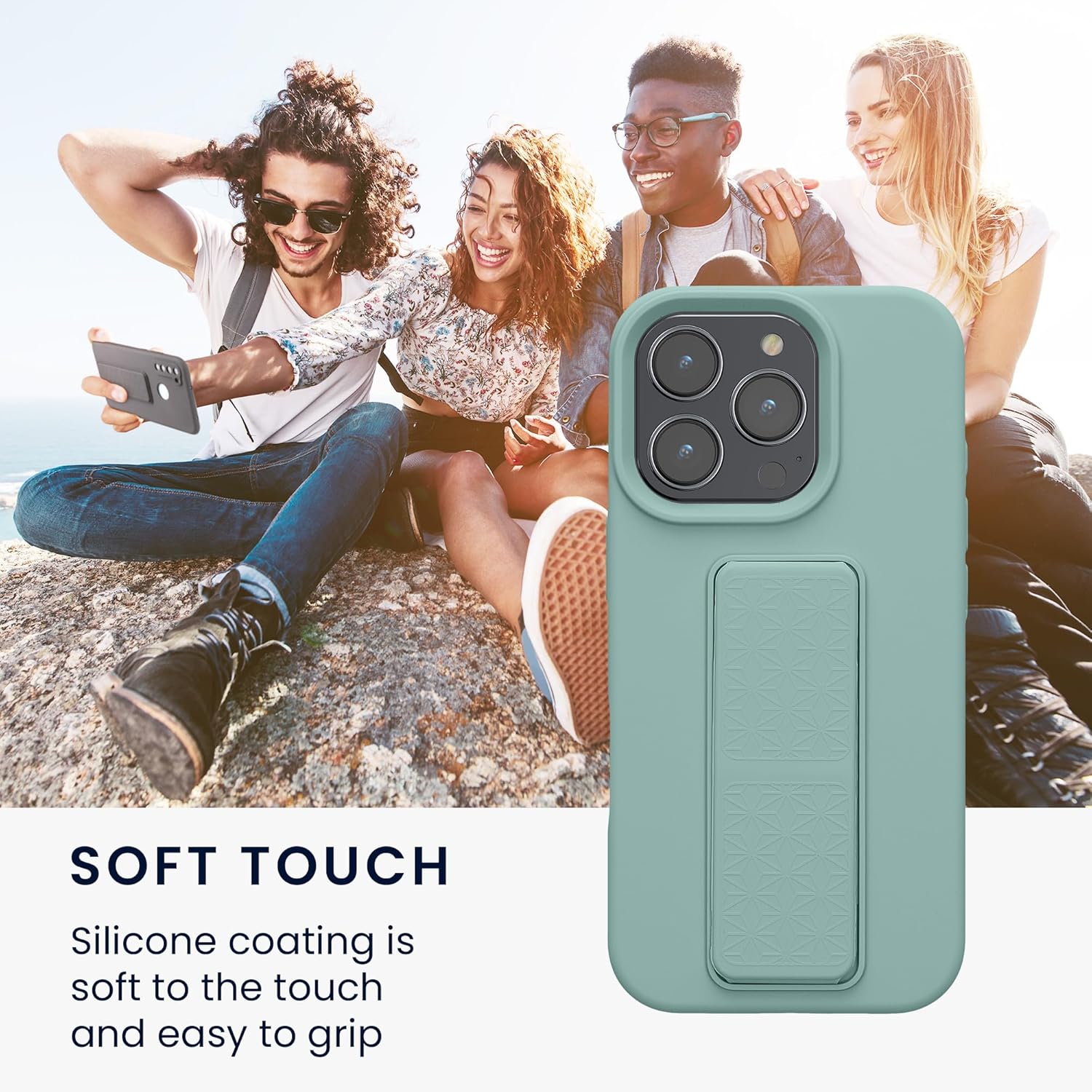 KW iPhone 16 Pro Θήκη Σιλικόνης TPU με Finger Holder - Mint Green