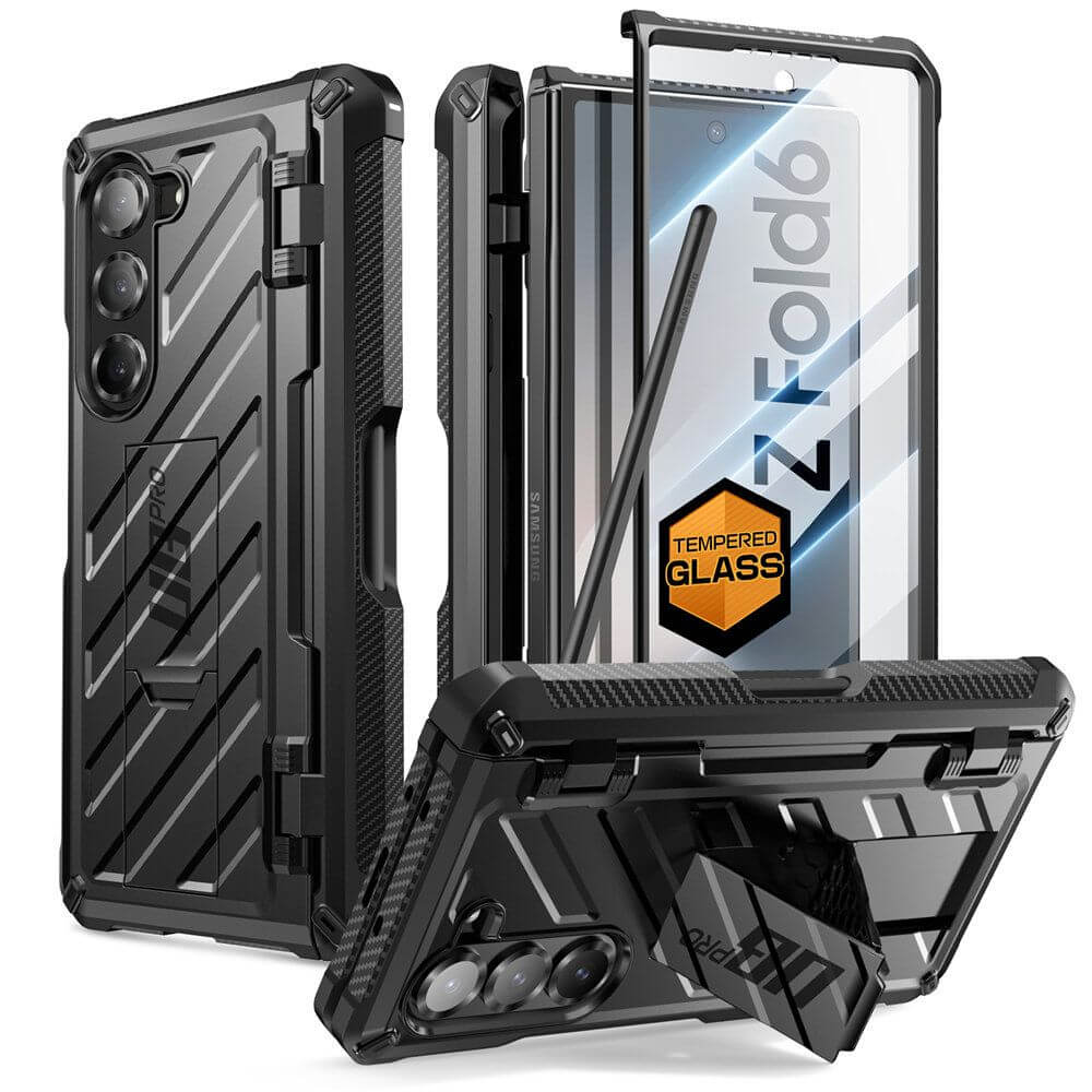 Supcase Samsung Galaxy Z Fold6 Unicorn Beetle Pro Σκληρή Θήκη με Προστασία Οθόνης και Stand - Black