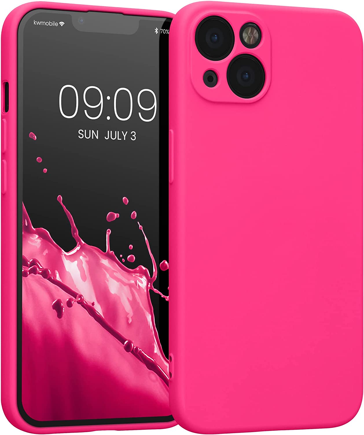 KW iPhone 13 Θήκη Σιλικόνης Rubberized TPU - Neon Pink - 58954.77