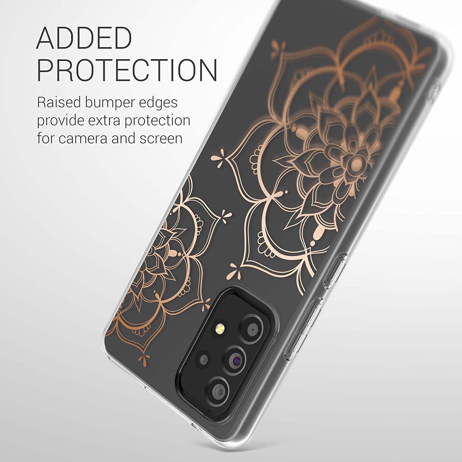 KW Samsung Galaxy A53 5G Θήκη Σιλικόνης TPU Design Flowers Gemini - Rose Gold - Διάφανη - 58800.02