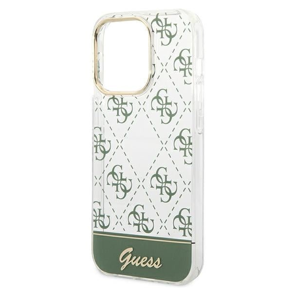 Guess iPhone 14 Pro Max 4G Pattern Script Σκληρή Θήκη με Πλαίσιο Σιλικόνης - Khaki - GUHCP14XHG4MHA