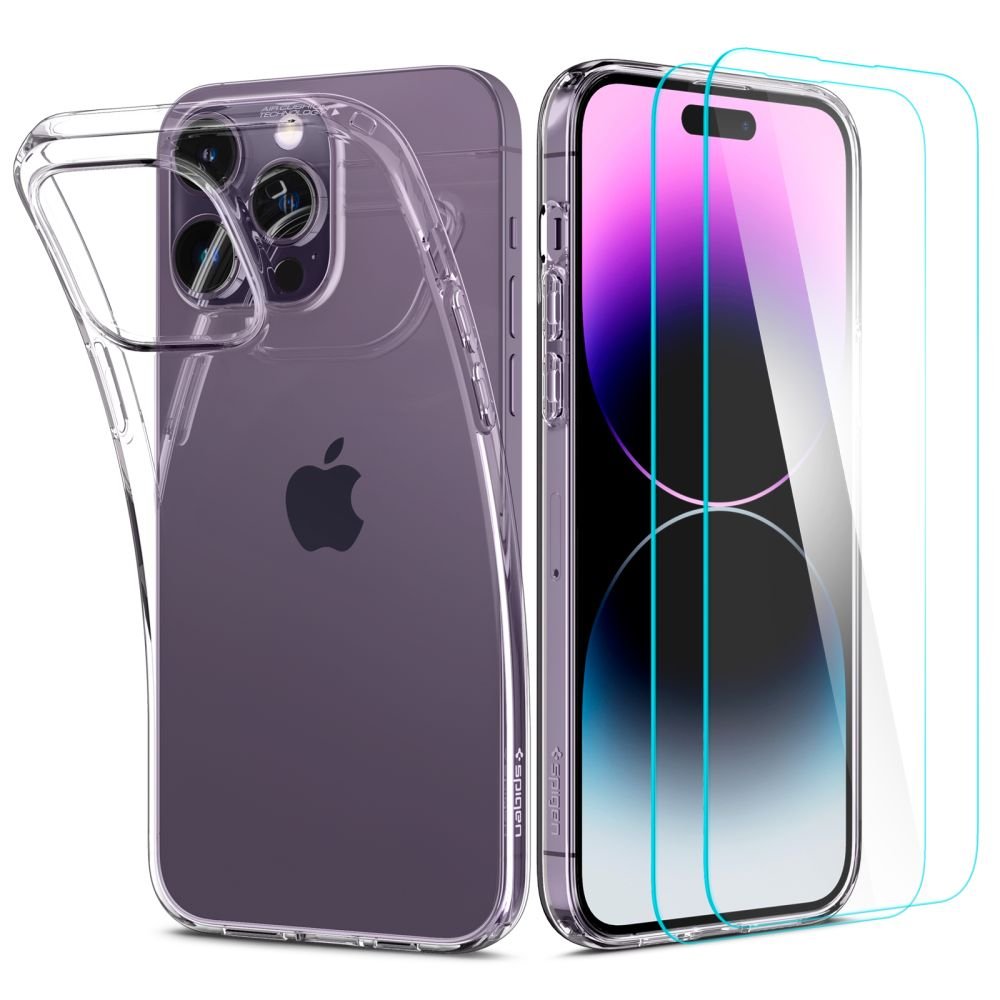Spigen iPhone 14 Pro Crystal Pack Θήκη Σιλικόνης με Προστασία Οθόνης - Crystal Clear