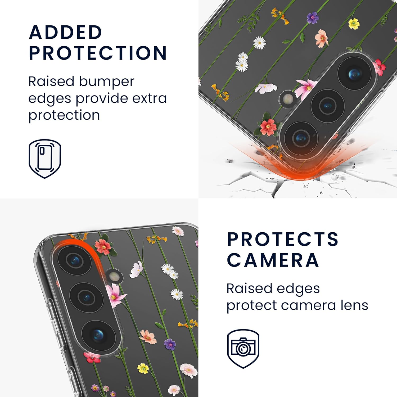 KW Samsung Galaxy S24 Λεπτή Θήκη Σιλικόνης TPU - Design Wildflower Vines - Multicoloured / Διάφανη