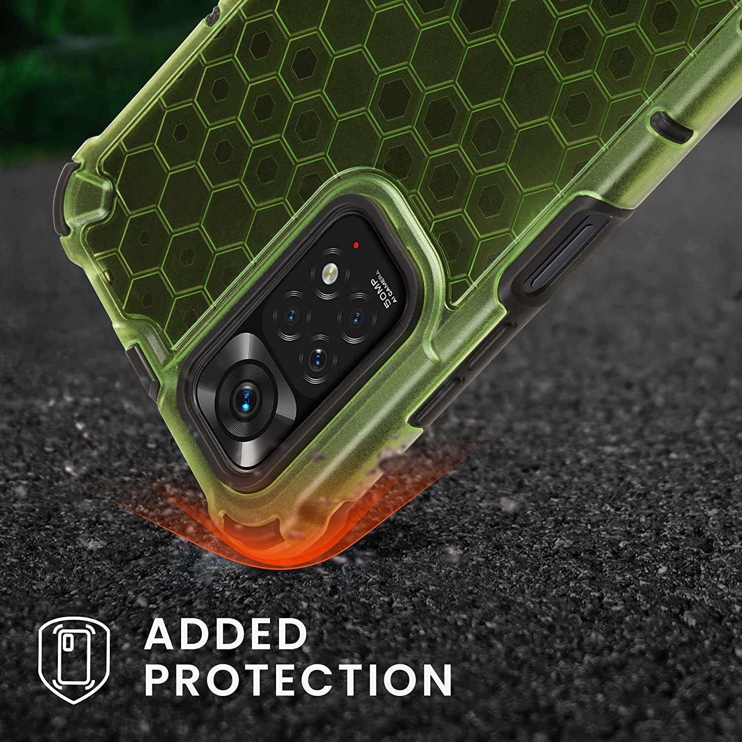 KW Xiaomi Redmi Note 11 / Redmi Note 11S Hybrid Σκληρή Θήκη με Πλαίσιο Σιλικόνης TPU - Design Honeycomb - Neon Yellow / Ματ Ημιδιάφανη - 59911.75