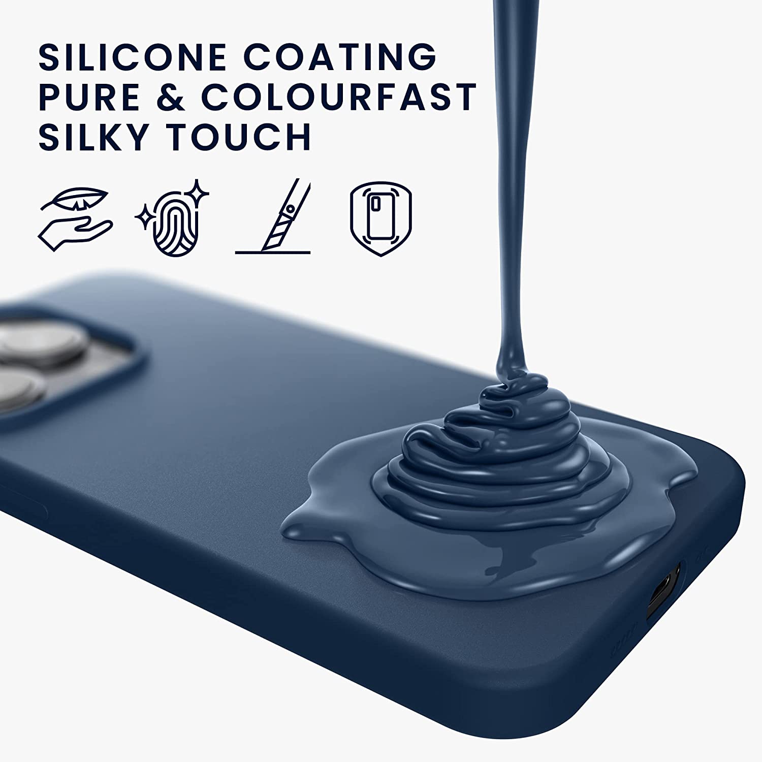 KW iPhone 14 Pro Max Θήκη Σιλικόνης Rubberized TPU - Navy Blue - 59082.116